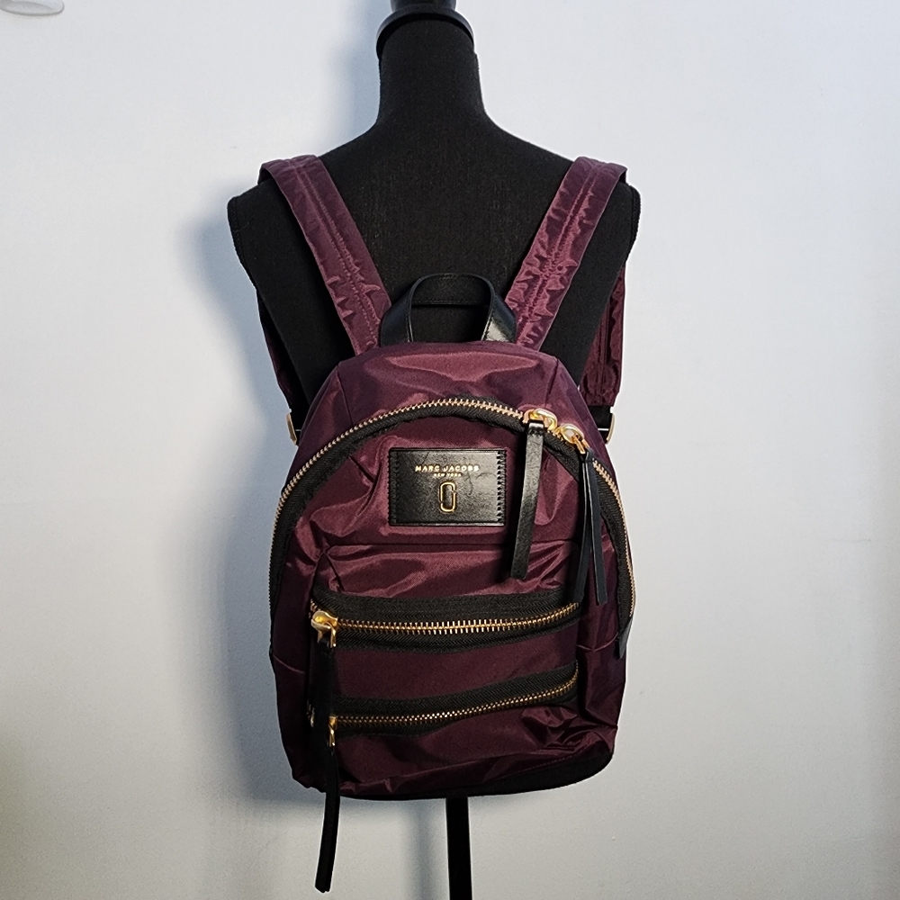 Marc Jacobs The Biker Nylon Medium Backpack in Maroon - Picture 8 of 11